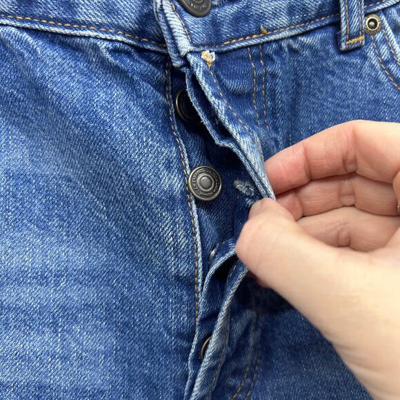 Zara Straight Leg Jeans Denim Button Fly Blue 10 - Picture 5 of 6